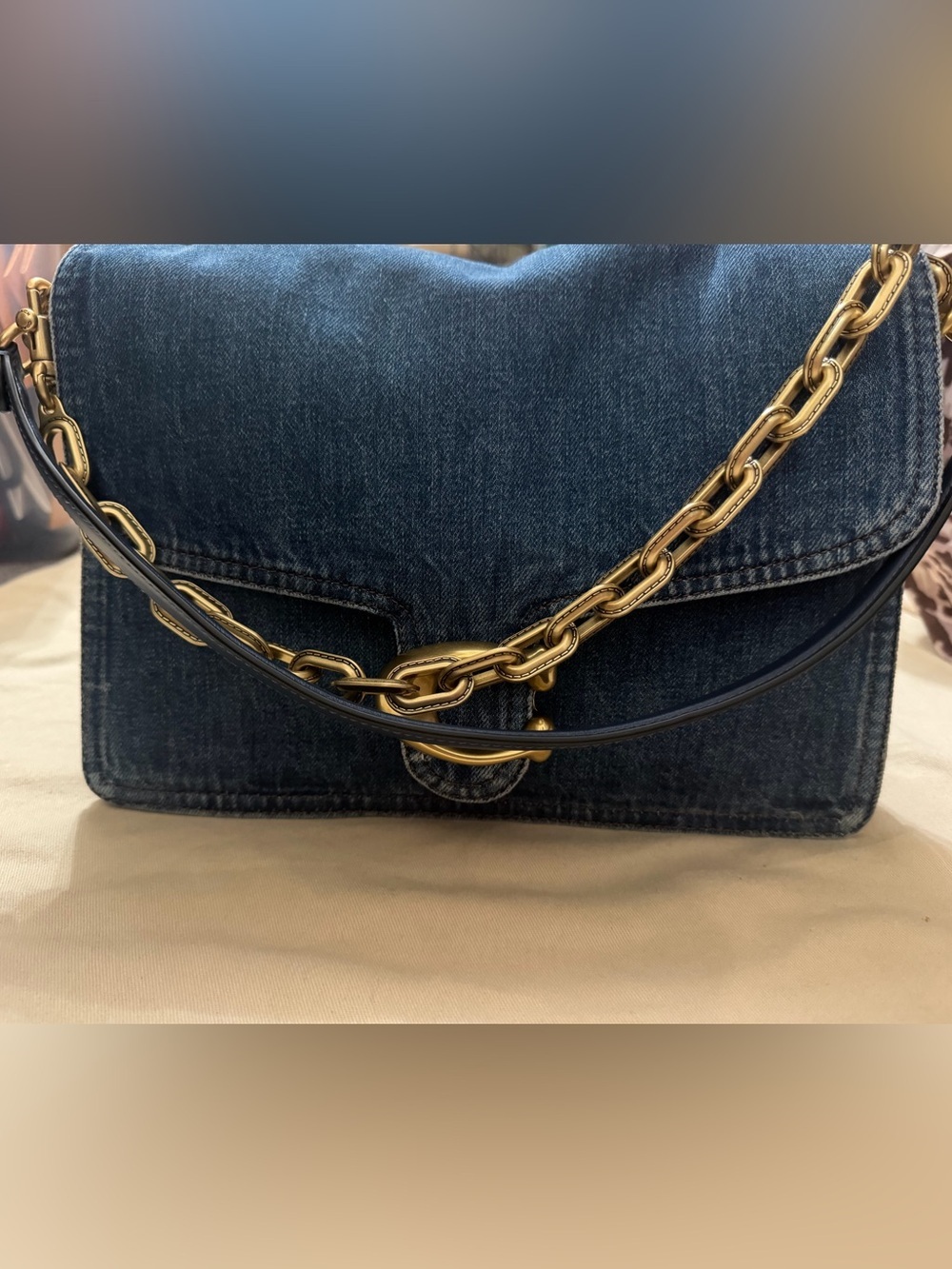 Coach Tabby 30 with Chain Denim Handbag - Picture 6 of 13